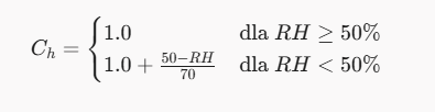 Facteur de correction d'humidité Ch