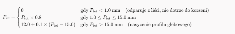 Formule des précipitations efficaces Peff